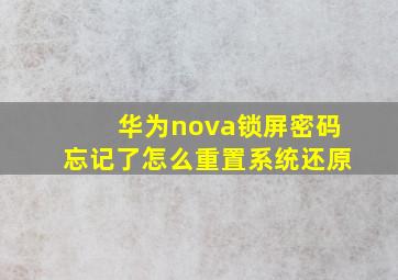 华为nova锁屏密码忘记了怎么重置系统还原