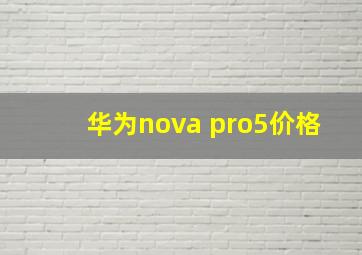 华为nova pro5价格