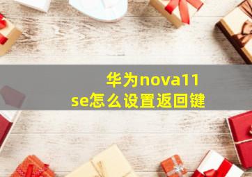 华为nova11se怎么设置返回键