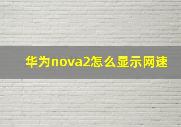 华为nova2怎么显示网速