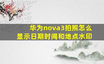 华为nova3拍照怎么显示日期时间和地点水印