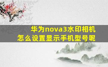 华为nova3水印相机怎么设置显示手机型号呢