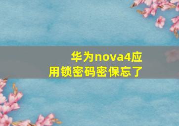 华为nova4应用锁密码密保忘了