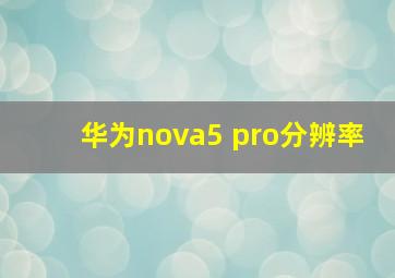 华为nova5 pro分辨率