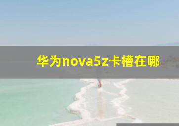 华为nova5z卡槽在哪