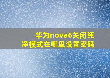 华为nova6关闭纯净模式在哪里设置密码