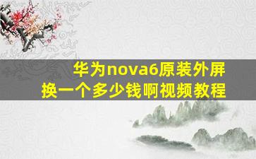 华为nova6原装外屏换一个多少钱啊视频教程