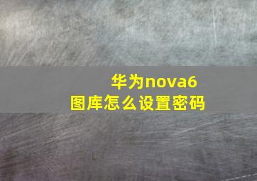 华为nova6图库怎么设置密码