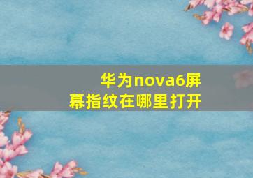 华为nova6屏幕指纹在哪里打开