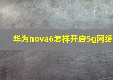 华为nova6怎样开启5g网络