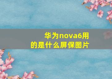 华为nova6用的是什么屏保图片