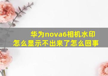 华为nova6相机水印怎么显示不出来了怎么回事