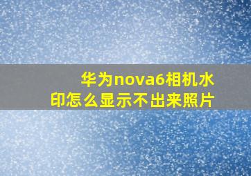 华为nova6相机水印怎么显示不出来照片