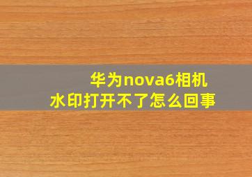 华为nova6相机水印打开不了怎么回事