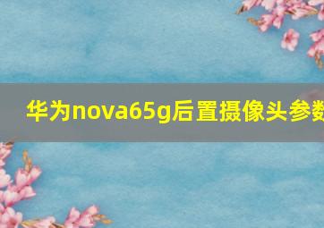 华为nova65g后置摄像头参数