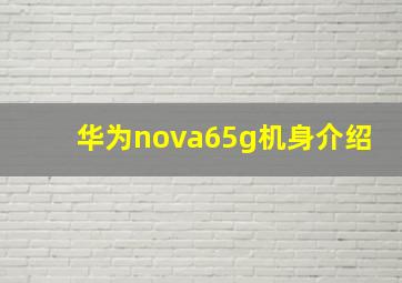 华为nova65g机身介绍