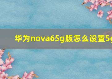 华为nova65g版怎么设置5g