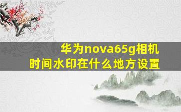 华为nova65g相机时间水印在什么地方设置