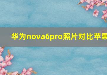 华为nova6pro照片对比苹果