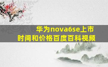 华为nova6se上市时间和价格百度百科视频