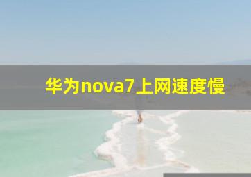 华为nova7上网速度慢