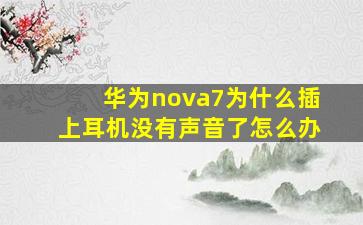 华为nova7为什么插上耳机没有声音了怎么办