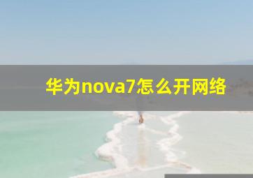 华为nova7怎么开网络