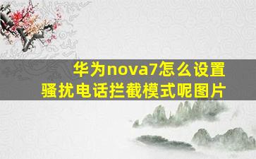 华为nova7怎么设置骚扰电话拦截模式呢图片