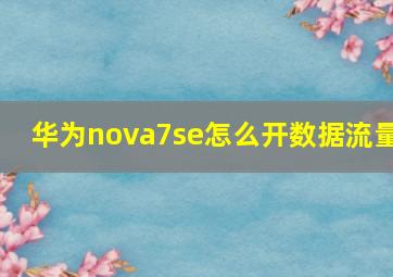 华为nova7se怎么开数据流量