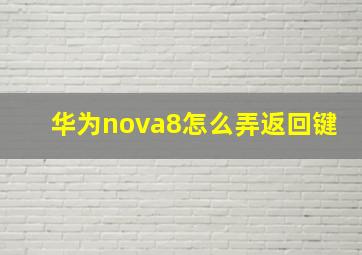 华为nova8怎么弄返回键