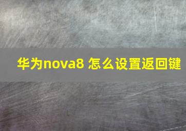 华为nova8 怎么设置返回键