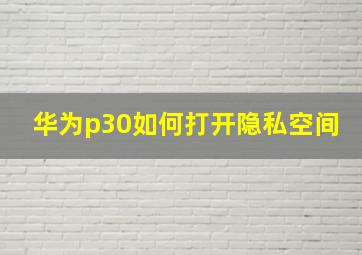 华为p30如何打开隐私空间