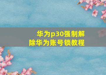 华为p30强制解除华为账号锁教程