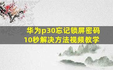 华为p30忘记锁屏密码10秒解决方法视频教学