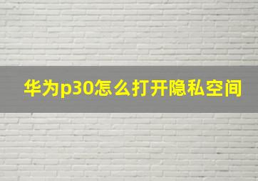 华为p30怎么打开隐私空间