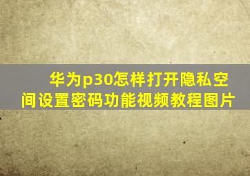 华为p30怎样打开隐私空间设置密码功能视频教程图片