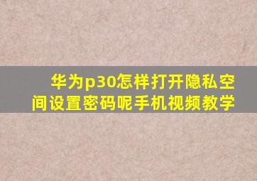 华为p30怎样打开隐私空间设置密码呢手机视频教学