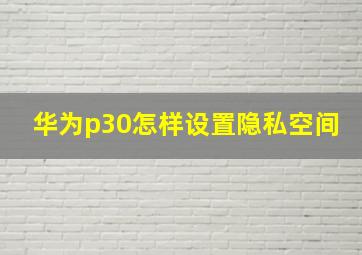 华为p30怎样设置隐私空间