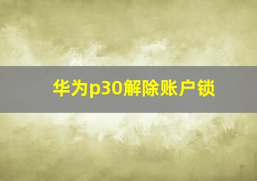 华为p30解除账户锁