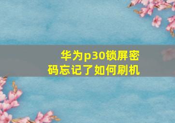 华为p30锁屏密码忘记了如何刷机