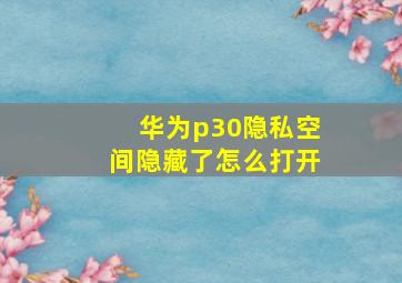 华为p30隐私空间隐藏了怎么打开