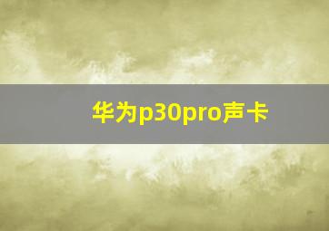 华为p30pro声卡