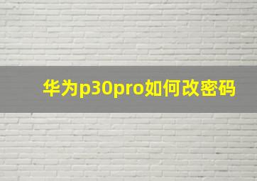 华为p30pro如何改密码