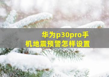 华为p30pro手机地震预警怎样设置