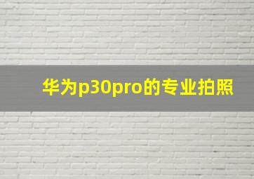 华为p30pro的专业拍照