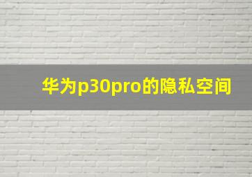 华为p30pro的隐私空间