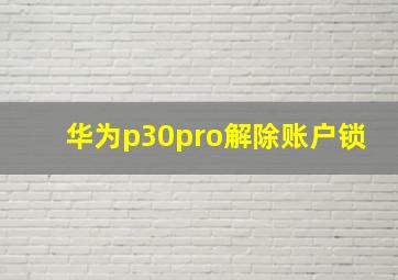 华为p30pro解除账户锁