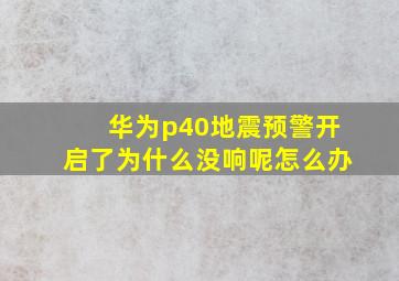 华为p40地震预警开启了为什么没响呢怎么办