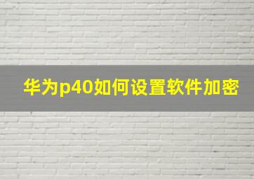 华为p40如何设置软件加密