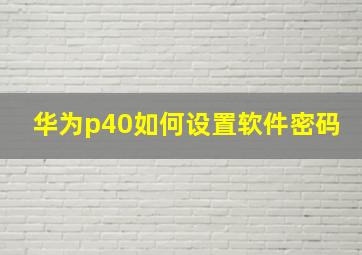 华为p40如何设置软件密码